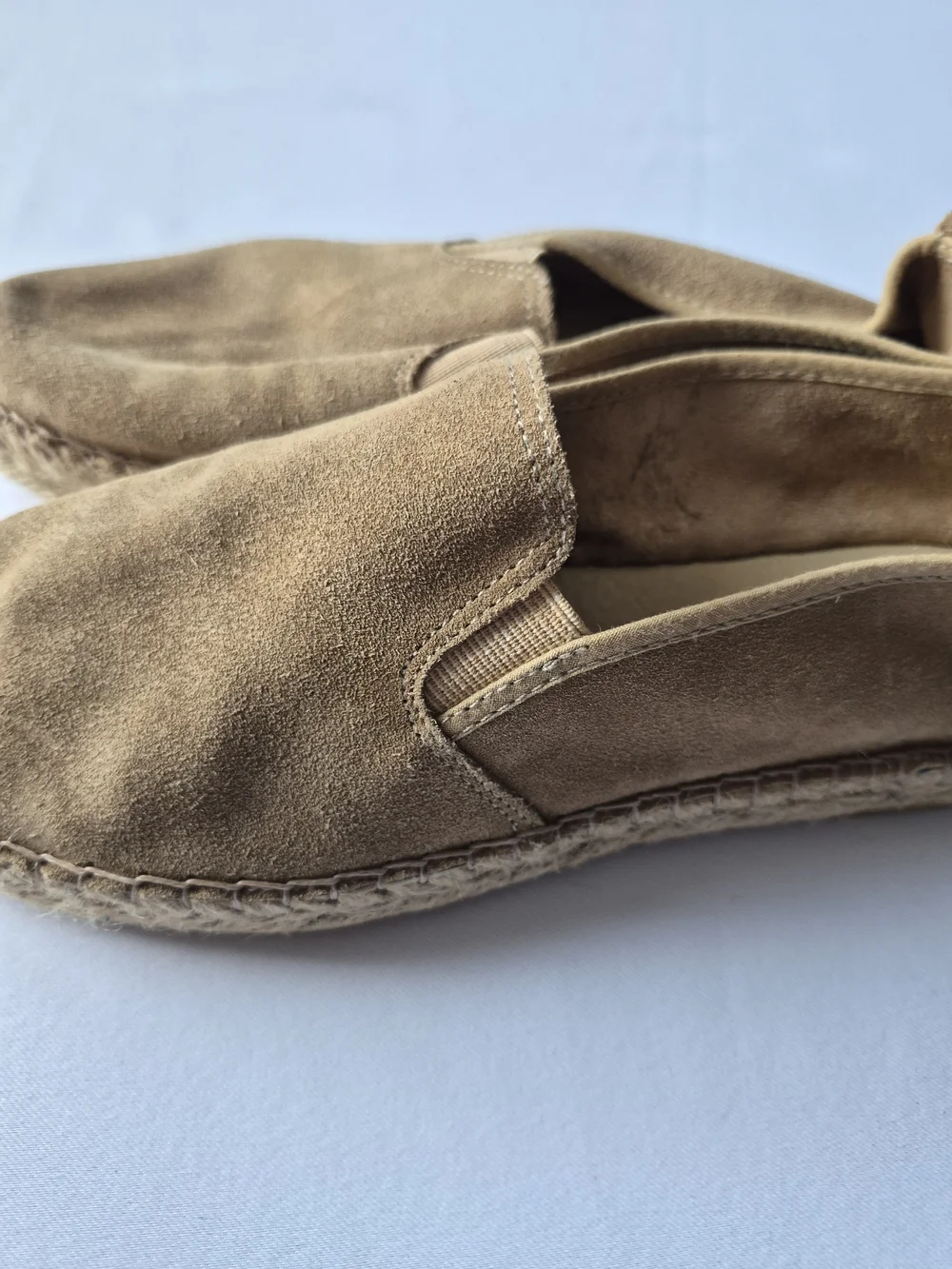 Free People Tan Suede Slip On Loafers Espadrilles Made in Spain Sz39